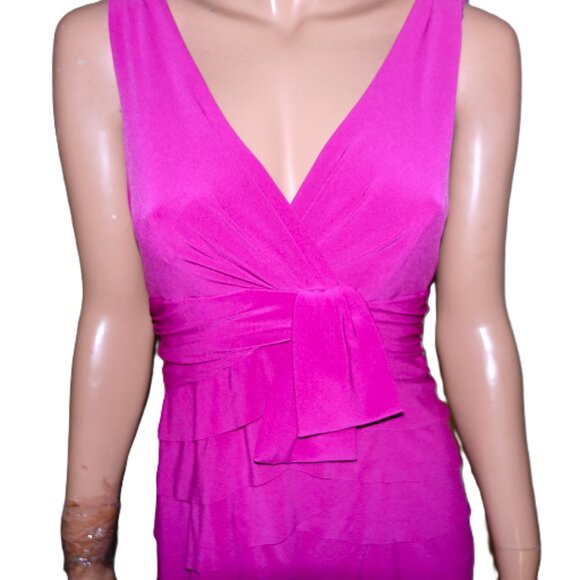 Jones New York Fuchsia Faux Wrap Dress 10 - Picture 3 of 7
